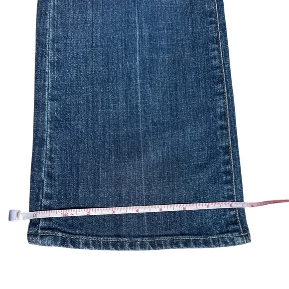7 For All Mankind Blue Flare Jeans with gold sequin pocket embellishment size 28 - Picture 6 of 13